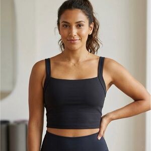 Square-Neck Black Sports Crop Bra